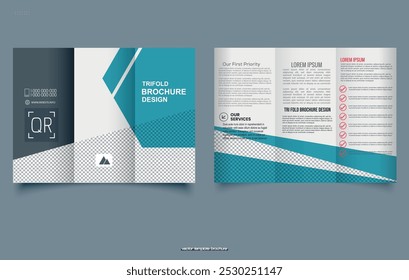 Trifold Brochure Design Template for Your Company, Vector illustration