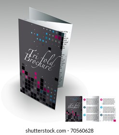 Tri-fold brochure design, vector illustration.