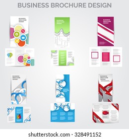 tri-fold Brochure design vector set