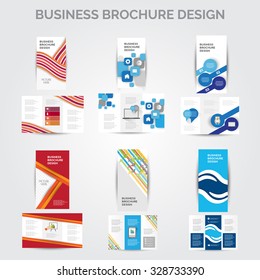 tri-fold Brochure design vector set
