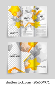 Tri-fold brochure design with yellow perspective stars