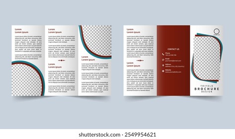 Trifold brochure featuring a red and white design - a4 paper size ratio - editable eps file