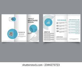 Folleto triple con elementos geométricos. Estética del risografo. Plantilla modificable del vector.
