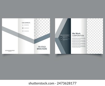 Dreifachbroschüre mit grauem Streifen. Vorlage für Corporate Sound Business Promotion Marketing