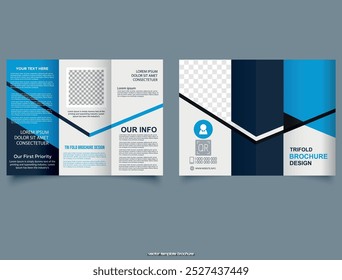 Trifold Brochure Layout with Blue Design Elements