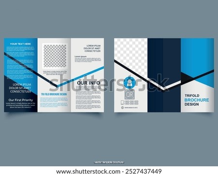 Trifold Brochure Layout with Blue Design Elements