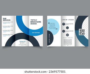 Trifold Brochure Layout with Circles. Vector editable template.