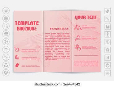 Tri-Fold Brochure mock up vector design. background with waves elements. Corporate Business Style