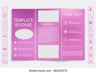 Tri-Fold Brochure mock up vector design. Smooth unfocused bokeh background. Corporate Business Style