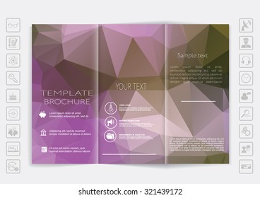 Tri-Fold Brochure mock up vector design. Smooth unfocused bokeh background. Corporate Business Style