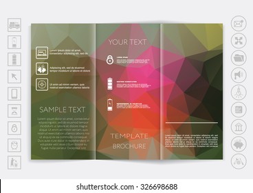 Tri-Fold Brochure mock up vector design. Smooth unfocused bokeh background. Corporate Business Style