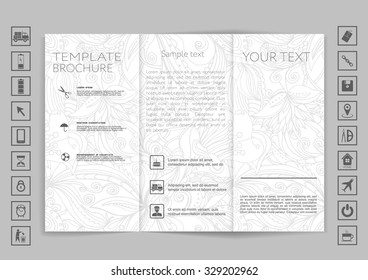 Tri-Fold Brochure mock up vector design. Smooth unfocused bokeh background. Corporate Business Style