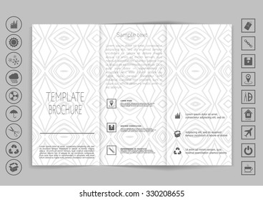 Tri-Fold Brochure mock up vector design. Smooth unfocused bokeh background. Corporate Business Style