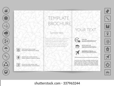 Tri-Fold Brochure mock up vector design. Smooth unfocused bokeh background. Corporate Business Style