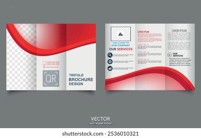 Trifold brochure. Original Presentation templates or corporate booklet. Easy Use in creative flyer and style info banner, trendy strategy mockups.