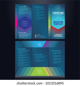 Tri-fold brochure pamphlet flyer layout background vector illustration template color