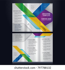 Tri-fold brochure pamphlet flyer layout background vector illustration template color
