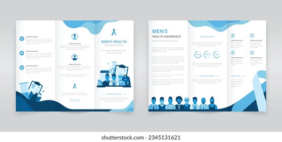 Trifold brochure, pamphlet, triptych leaflet or flyer template which shows the importance of early detection and proper treatments in men's health issues such as prostate cancer