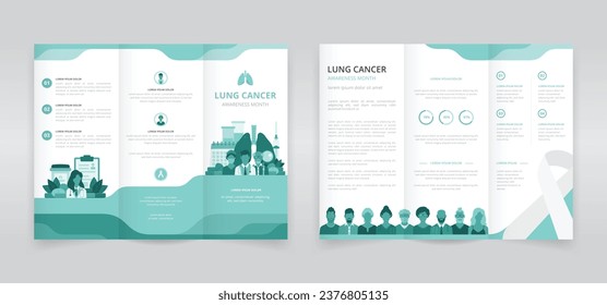 Trifold brochure, pamphlet or triptych leaflet template which raise awareness of the importance of early detection and proper treatments for lung cancer