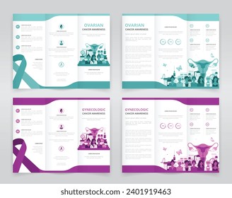 Trifold brochure, pamphlet or triptych leaflet templates ideal for raising awareness of Women’s health issues such as ovarian cancer or any other gynecologic cancers