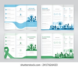 Trifold brochure, pamphlet or triptych leaflet templates ideal for raising awareness of glaucoma and ocular diseases such as AMD Low vision or any other eye injury