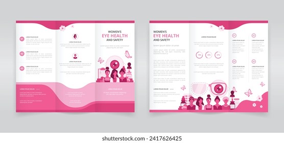 Trifold brochure, pamphlet or triptych leaflet templates ideal for raising awareness of women’s eye health and safety