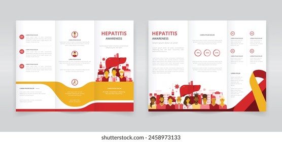 Trifold brochure, pamphlet or triptych leaflet template ideal for world hepatitis day or awareness month programs