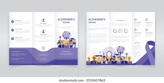 Trifold brochure, pamphlet or triptych leaflet template ideal for world alzheimer’s month or day