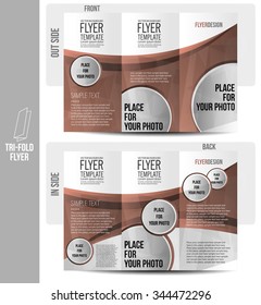 Tri-fold brochure print design - abstract vector. Flyer template