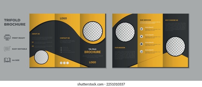 trifold brochure proposal Leaflet Flyer annual report magazine cover page three fold layout booklet company profile portfolio vector template and advertise presentation design