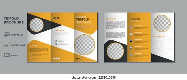 trifold brochure proposal Leaflet Flyer annual report magazine cover page three fold layout booklet company profile portfolio vector template and advertise presentation design
