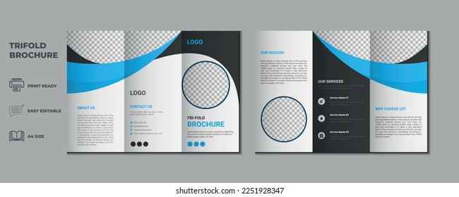 trifold brochure proposal Leaflet Flyer annual report magazine cover page three fold layout booklet company profile portfolio vector template and advertise presentation design