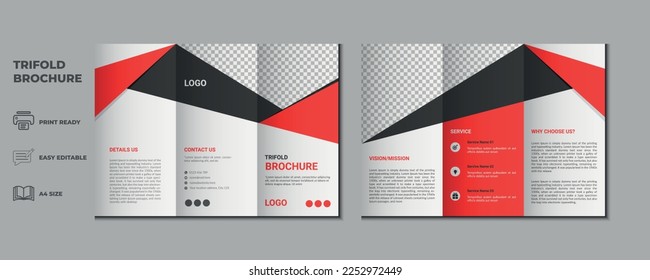 trifold brochure proposal Leaflet flyer annual report magazine cover page three fold layout booklet company profile portfolio vector template and advertise presentation design