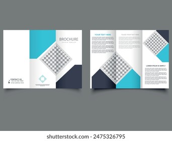 Trifold brochure with rhombus. Business trifold design template for brochure or magazine cover. Vector template for trifold design.