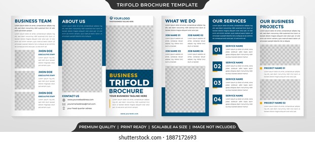 trifold brochure template with clean layout and minimalist style use for business promotion 