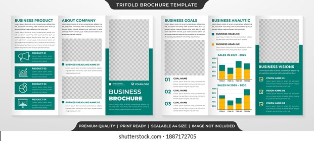 trifold brochure template with clean layout and minimalist style use for business promotion 