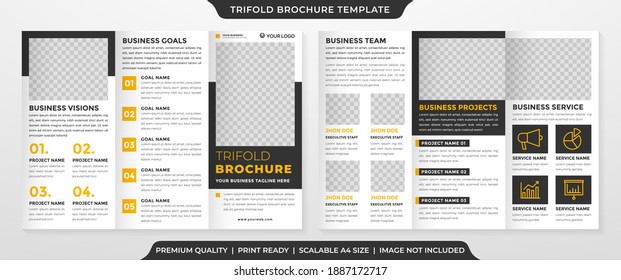 trifold brochure template with clean layout and minimalist style use for business promotion 