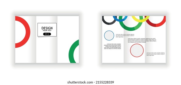 Trifold brochure template with colored rings.