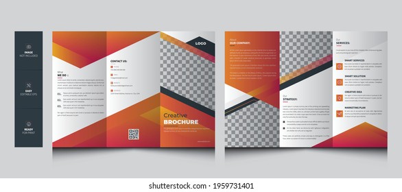 Trifold Brochure Template. Creative Corporate  or Agency Tri Fold Brochure. Company Marketing Fold Flyer, Brochure, Poster.
