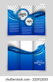 Tri-fold brochure template design with arrows and circles