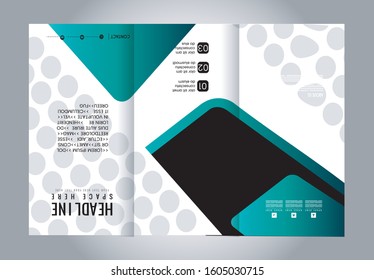 Tri-fold brochure template design with blue color
