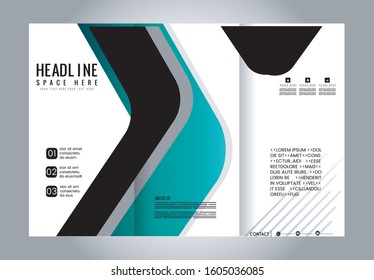Tri-fold brochure template design with blue color
