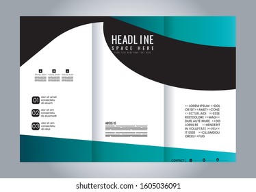 Tri-fold brochure template design with blue color
