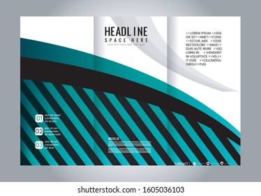 Tri-fold brochure template design with blue color
