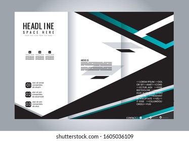 Tri-fold brochure template design with blue color
