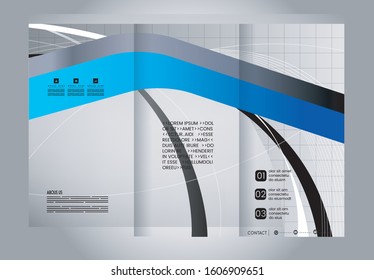 Tri-fold brochure template design with blue color