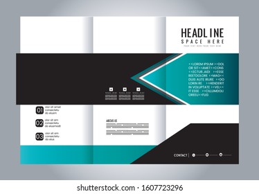 Tri-fold brochure template design with blue color
