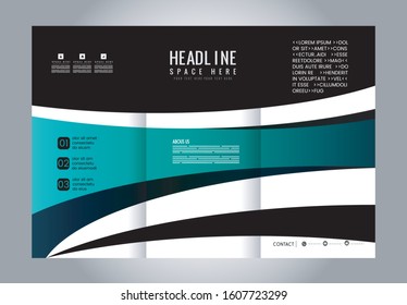 Tri-fold brochure template design with blue color
