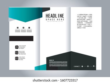 Tri-fold brochure template design with blue color
