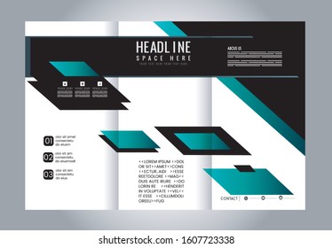 Tri-fold brochure template design with blue color
